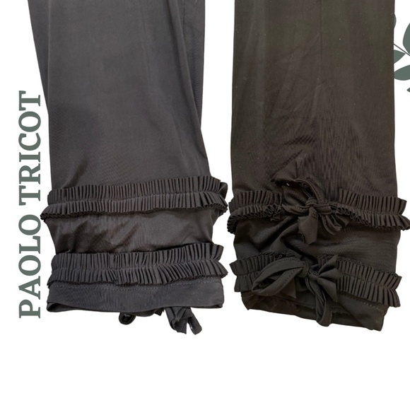 Paolo Tricot Pleated Hem Sleeveless Tunic & Ruched Leggings Set Black | Size S - Picture 8 of 9